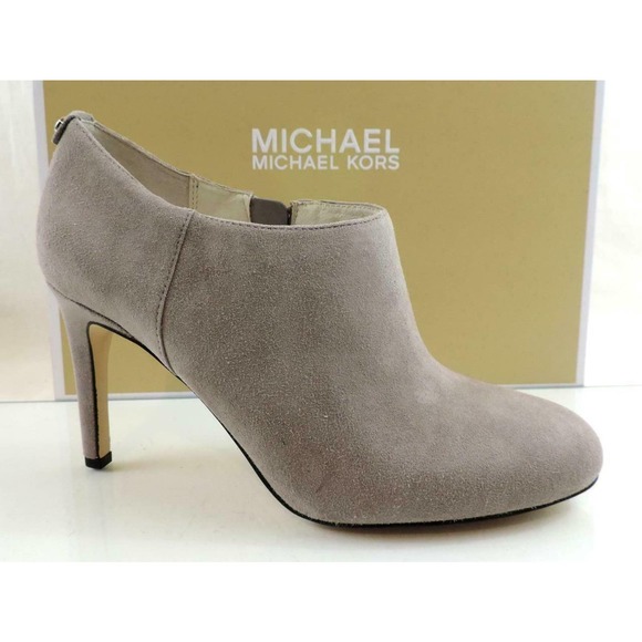 Michael Kors Shoes - Michael Kors Sammy Ankle Zip Booties Heels Pearl Grey Suede Size 9.5